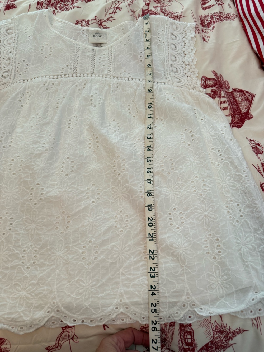 Pair of Navy & White Eyelet Scallop Hem Tops, XL - Picture 7 of 14